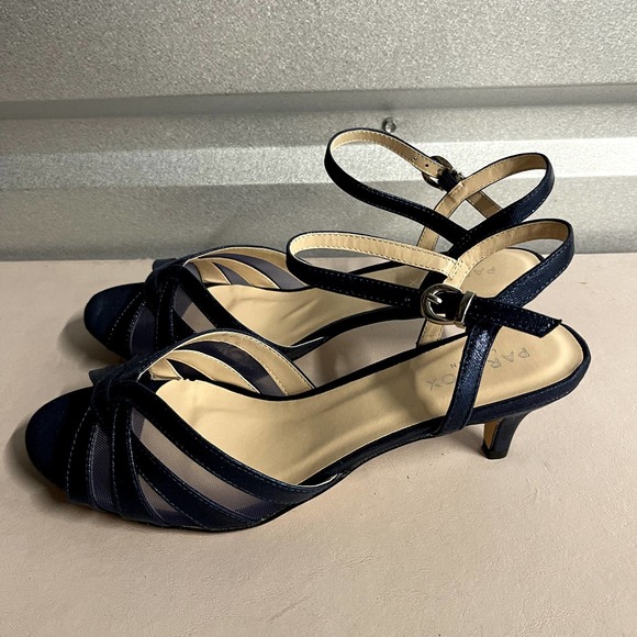 Paradox London Women's Navy Shimmer Wide Fit Kitten Heel Sandal - Size 10M - Picture 8 of 9